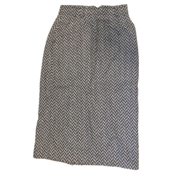 VINTAGE 90’s wool zigzag midi pencil skirt - Picture 1 of 5